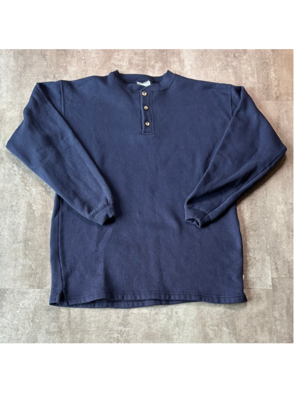 Vintage Discus Athletics Henley Sweater Mens Large Navy Blue